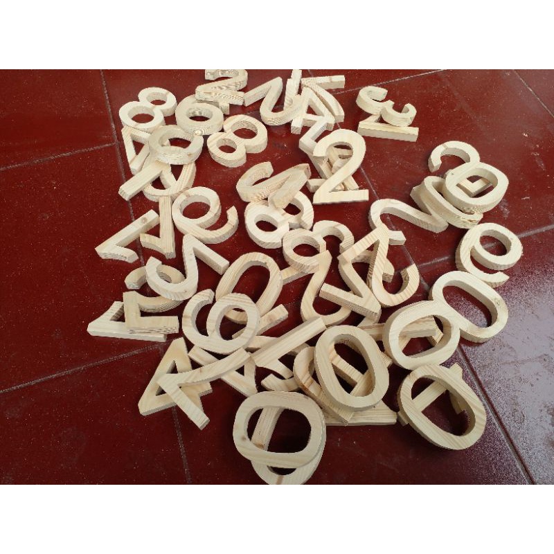 nomor rumah huruf kayu / angka kayu  jati belanda