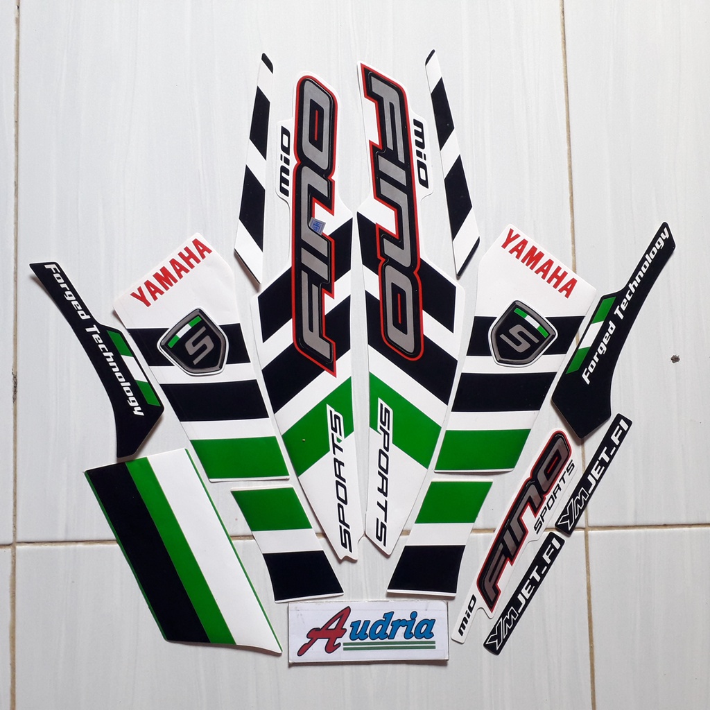 Striping Stiker Motor Yamaha Fino Sporty 2014 Putih-Hijau