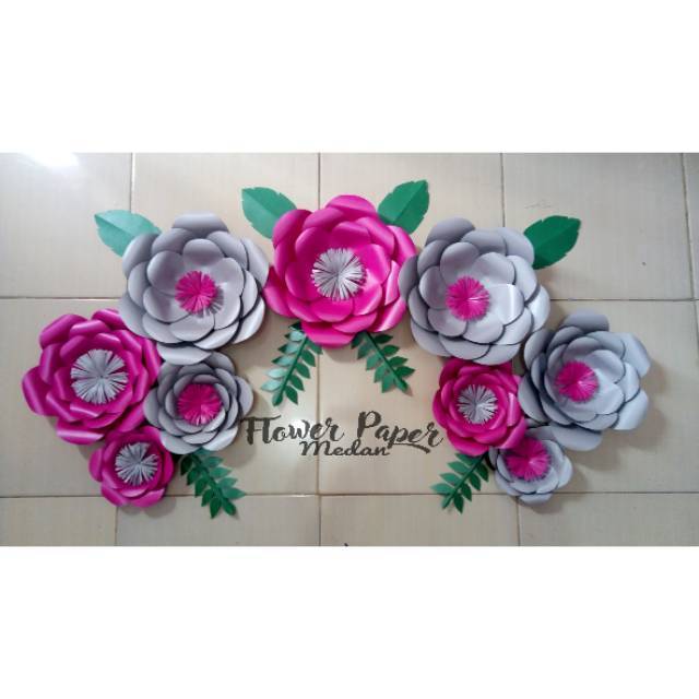 

READY STOCK !!!! FLOWER PAPER MURAH / PAPER FLOWER MURAH / SHOCK PINK DAN SILVER