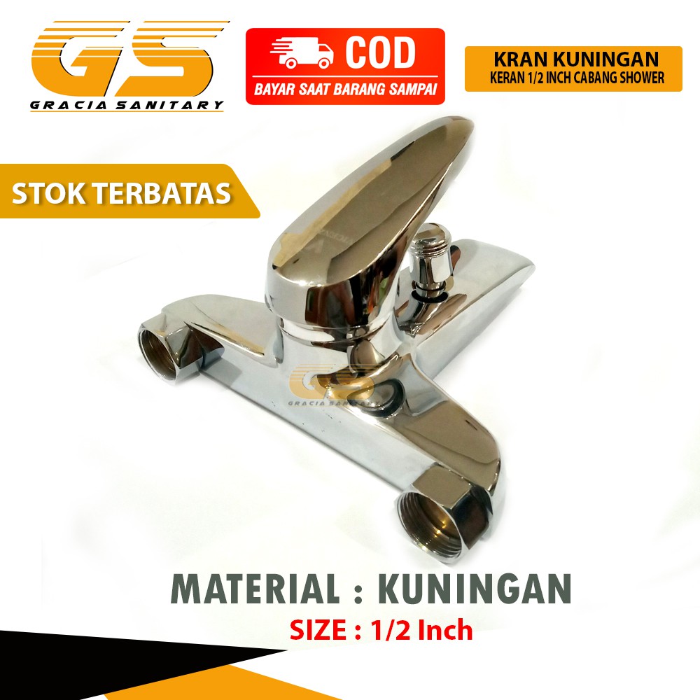 Kran Shower Keran Bathtub Mixer Air Hot Cool Keran 2 Cabang Kuningan