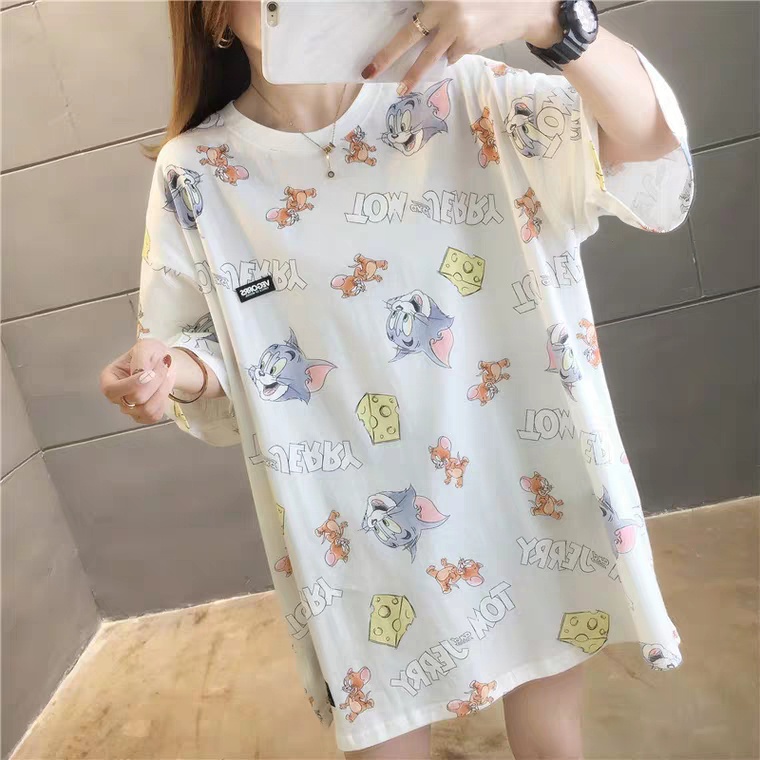 THISTLE - Oversize Tee Tshirt Wanita Model Longgar Motif Tikus Keju