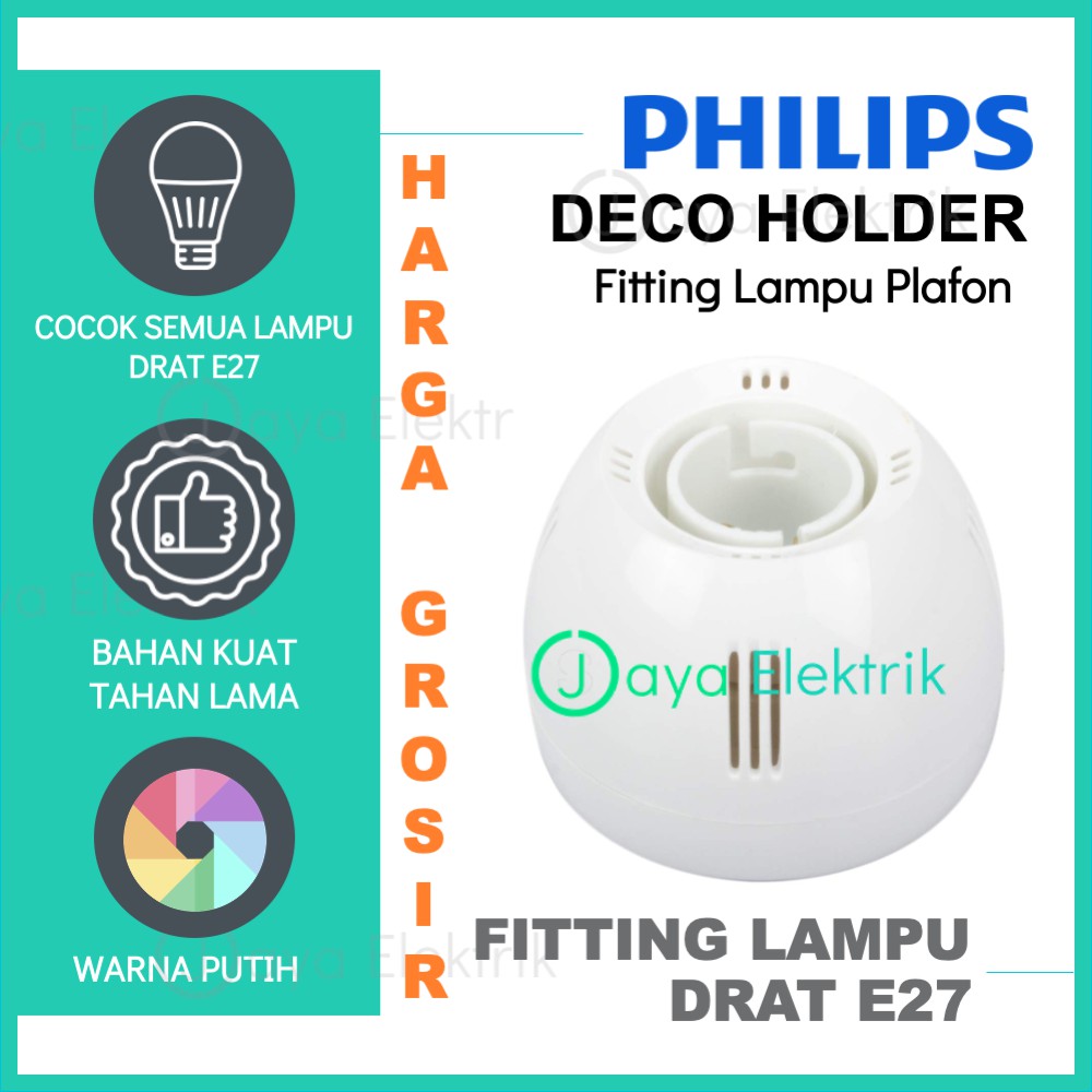 Fitting Plafon PHILIPS Deco Holder Putih E27 - Rumah Lampu PHILIPS Essential Grosir Ori