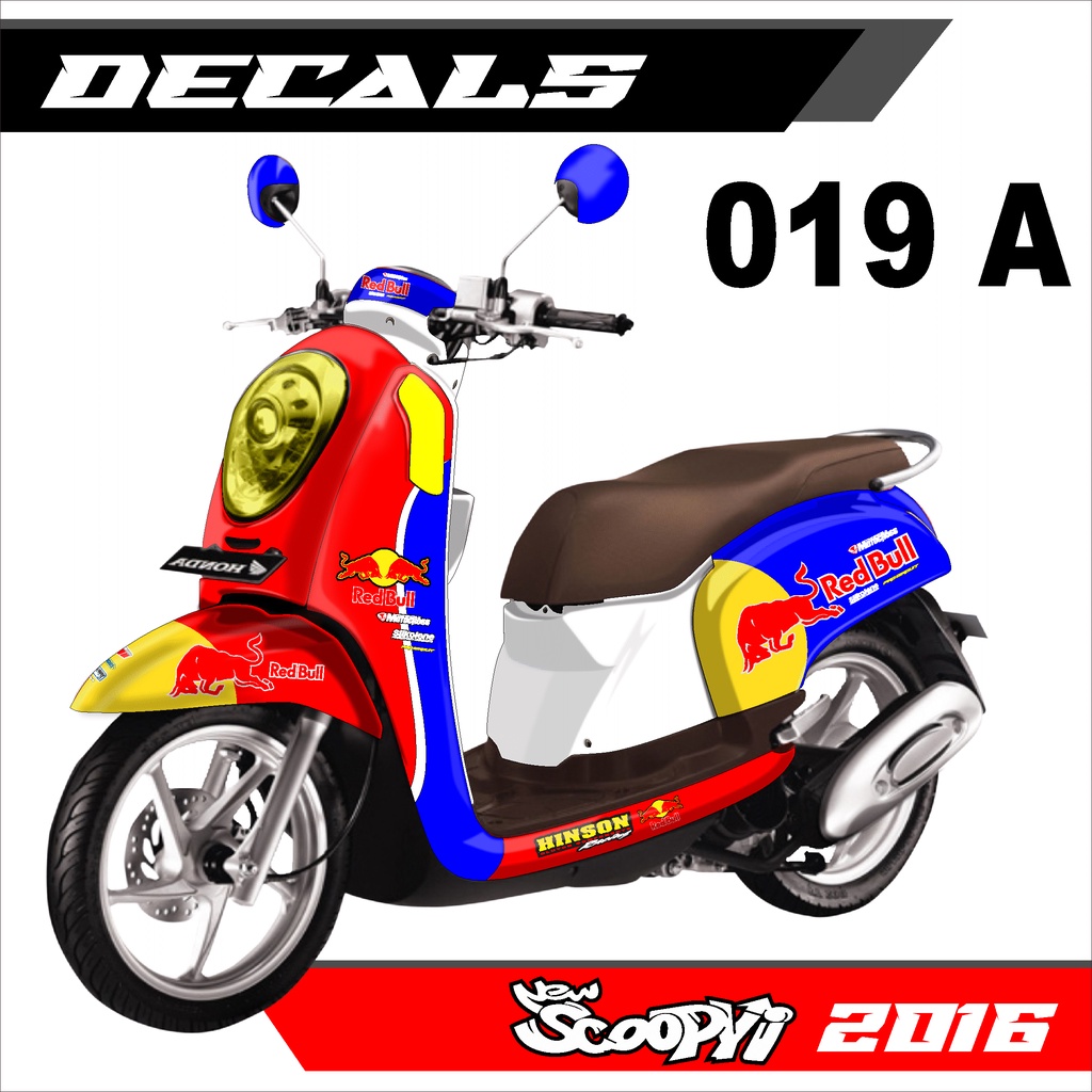 Sticker Decal - Stiker Dekal Honda Scoopy 2014-2015-2016 FullBody Design REDBULL MOTOGP TEAM Strip -