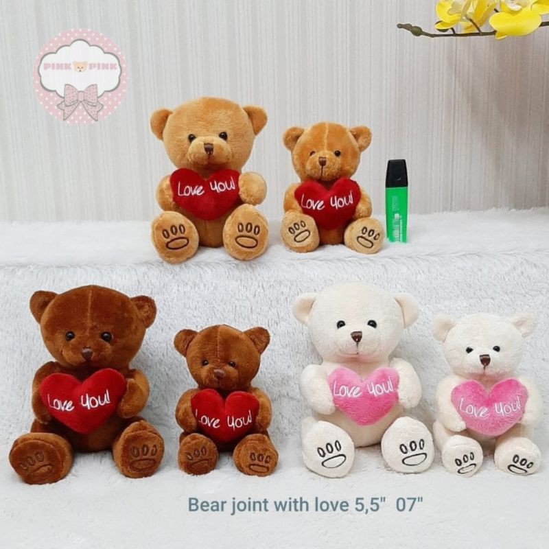 Boneka Bear Teddy Bear Love You Ukuran 18 Cm