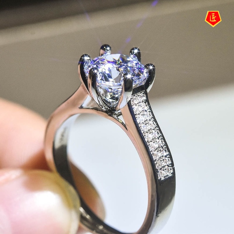 [Ready Stock]Simple Elegant Pt950 Platinum Inlaid Moissanite Ring