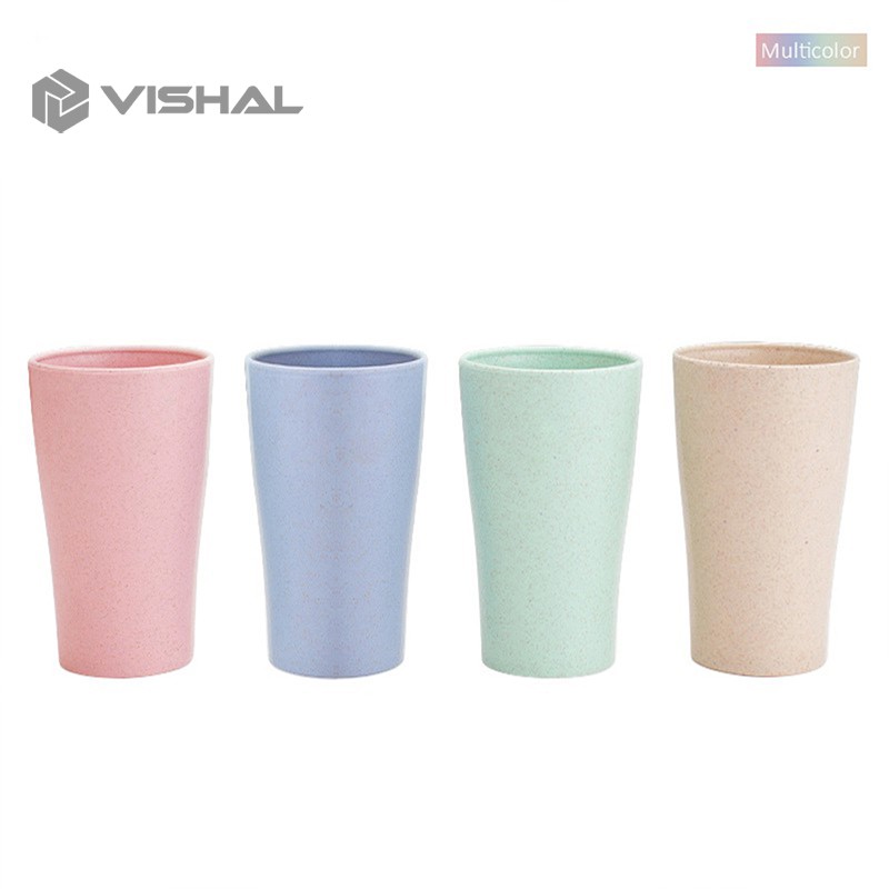 VISHAL Gelas Wheat Straw Set Cangkir Plastik Warna 4 In 1 Cups Wheat Cup Set Toothbrush Cup VS-14