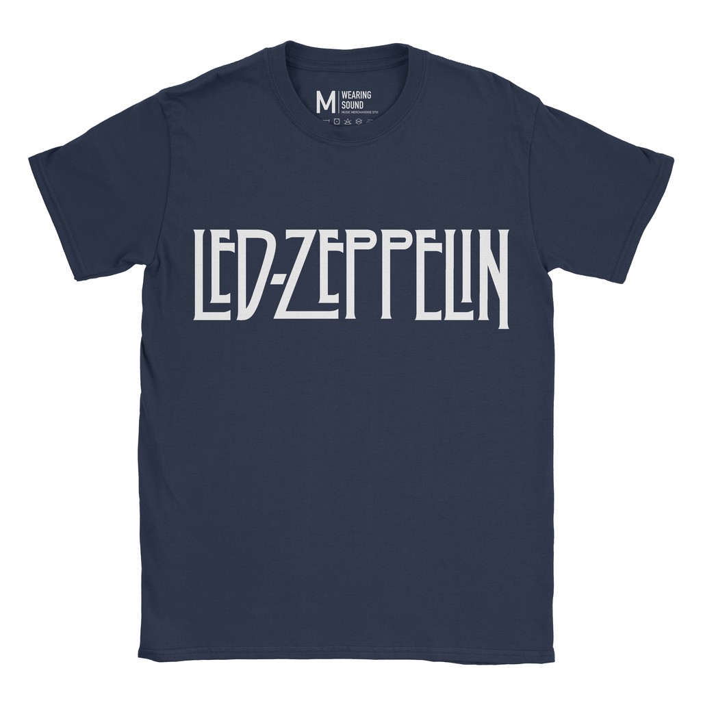 Baju Kaos Band Led Zeppelin Logo Navy