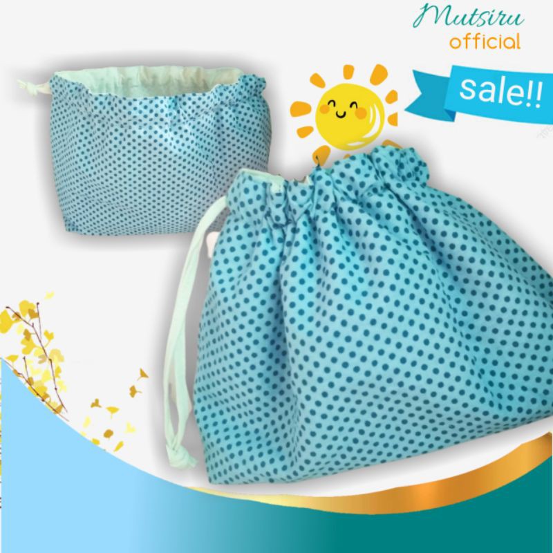 

Drawstring Tote Goodie Bag Pouch Kantong Serut Katun Multifungsi uk Medium Sedang