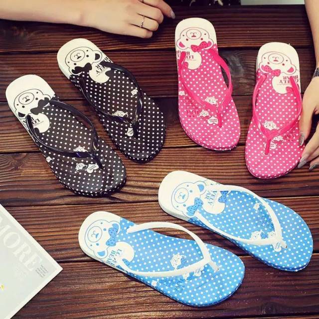  SANDAL  JEPIT  MOTIF LOV BER POLKADOT Shopee Indonesia