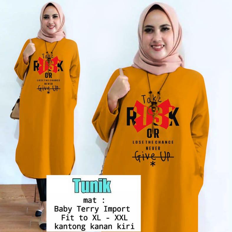 TUNIK TAKE RISK / TUNIK MAMACHI / TUNIK POLOS/ TUNIK CEWEK / TUNIK PANJANG / TUNIK