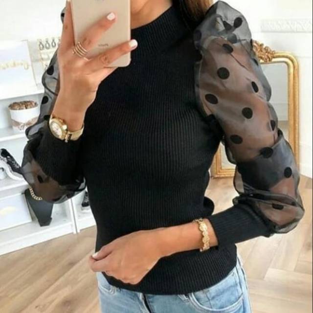 Atasan tile polkadot premium