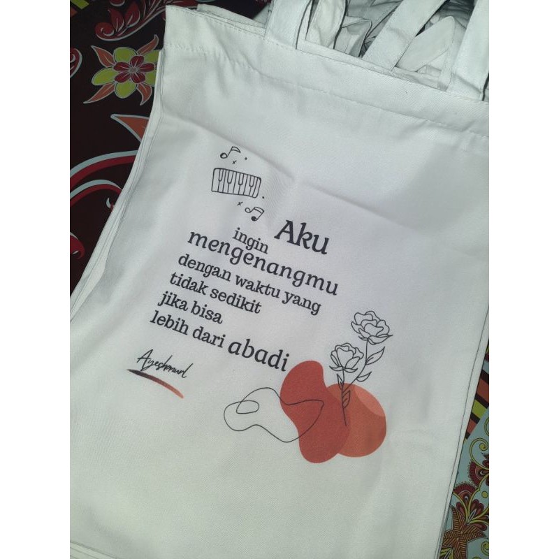 Tote Bag Custom Kanvas Drill Premium - Bukan Blacu - Satuan - Souvenir - Merchandise - Termurah