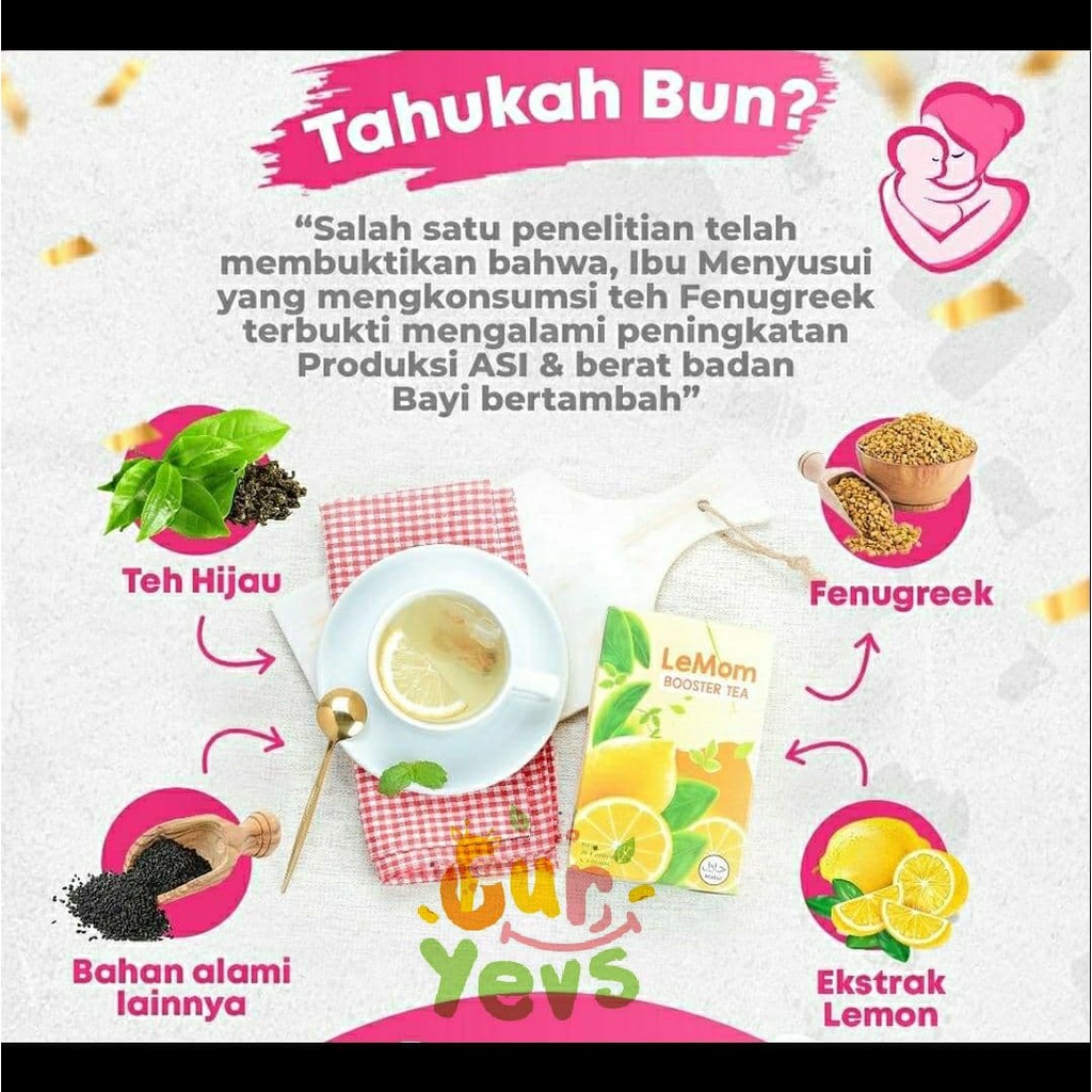 LEMOM Booster Tea / LEMOM LECI / LEMOM Lychee / Pelancar ASI Booster dari Fenugreek dan herbal alami