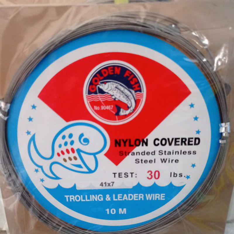 Kawat Neklin Trolling Leader Wire 1x7 Uncoated Scale Stranded Steel Golden Fish 30lbs