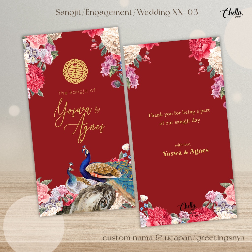 

SANGJIT / ENGAGEMENT / WEDDING ENVELOPE - CUSTOM ANGPAO AMPLOP, BISA CUSTOM NAMA - ISI 6 PCS (CATALOG #1)