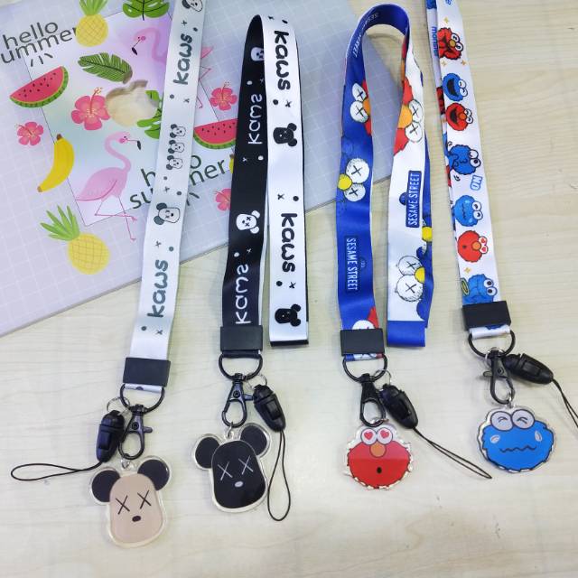 Tali panjang Gantungan HP di leher Motif ELMO0 dan KAWSSS Tali panjang Gantungan HP di leher Motif ELMO0 dan KAWSSS