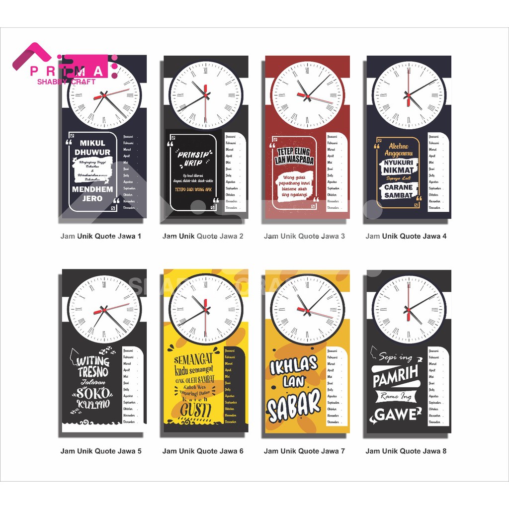 Jam Dinding Motif Quotes Jawa Kata-kata Mutiara Hiasan Pajangan Dekorasi Ruangan Kamar Tidur Cafe