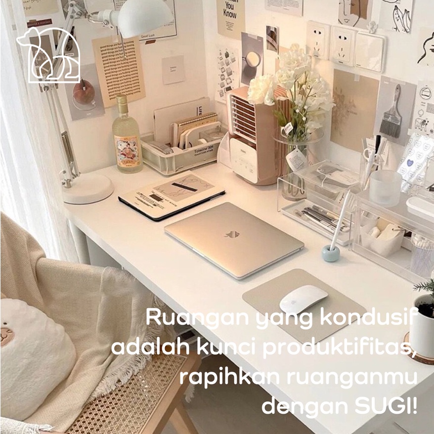 【IKONE】SUGI Desk Organizer Rak Meja Stationary Rak Organizer Multifungsi Rak Penyimpanan Meja Rapi Putih Transparan ATK Meja Rak Organizer Susun Meja