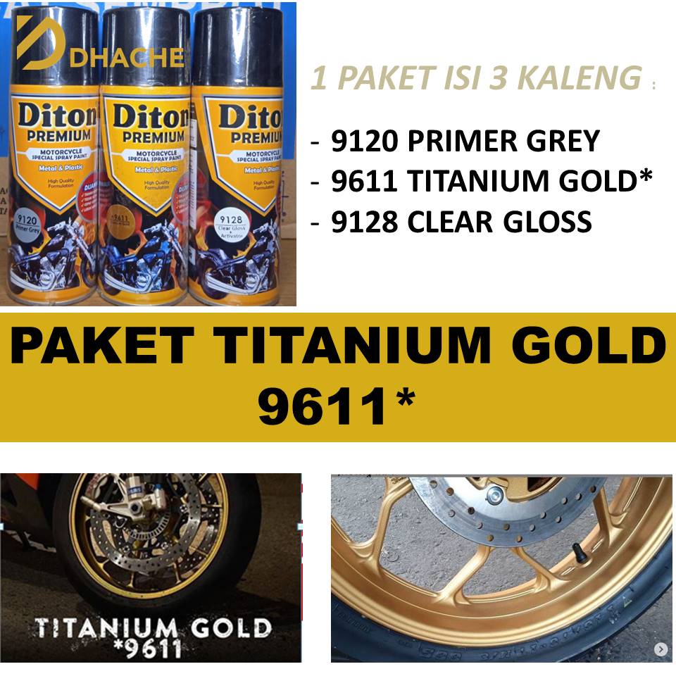 Paket Lengkap Cat Pilox Diton Premium 9611 Titanium Gold Kuning Emas Cerah 400cc pylox velg mesin