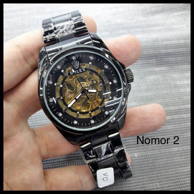 JAM TANGAN ROL X TRANSPARAN AUTOMATIC KACA BIRU  DAN 