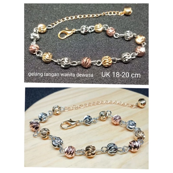 RJJ02. Gelang xuping wanita lapis emas dgn mata zircon ukuran 18-20 cm