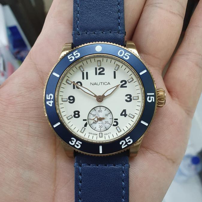 Nautica Naphst003 Blue Leather Jam Tangan Pria Original Ori Laurusmart