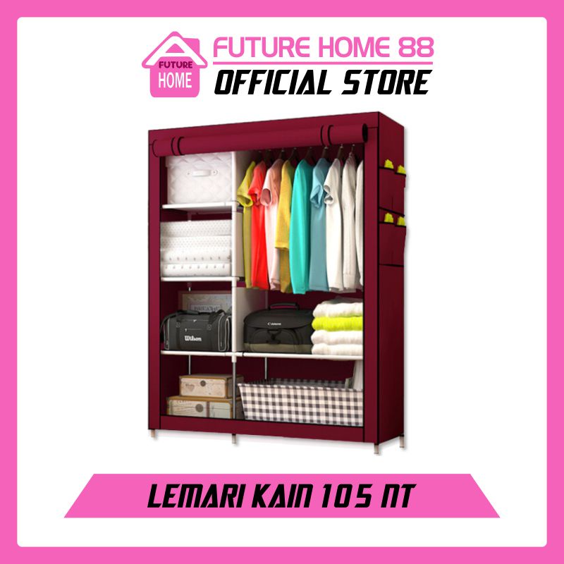 Lemari Kain Portable 2 Sisi + Gantungan Anti Debu Serbaguna lemari minimalis hemat tempat lemari anak kos