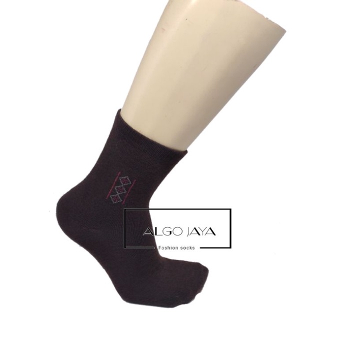 KAOS KAKI PENDEK POLOS PRIA WANITA DEWASA KAOS KAKI KERJA KANTORAN MURAH-Coklat motif