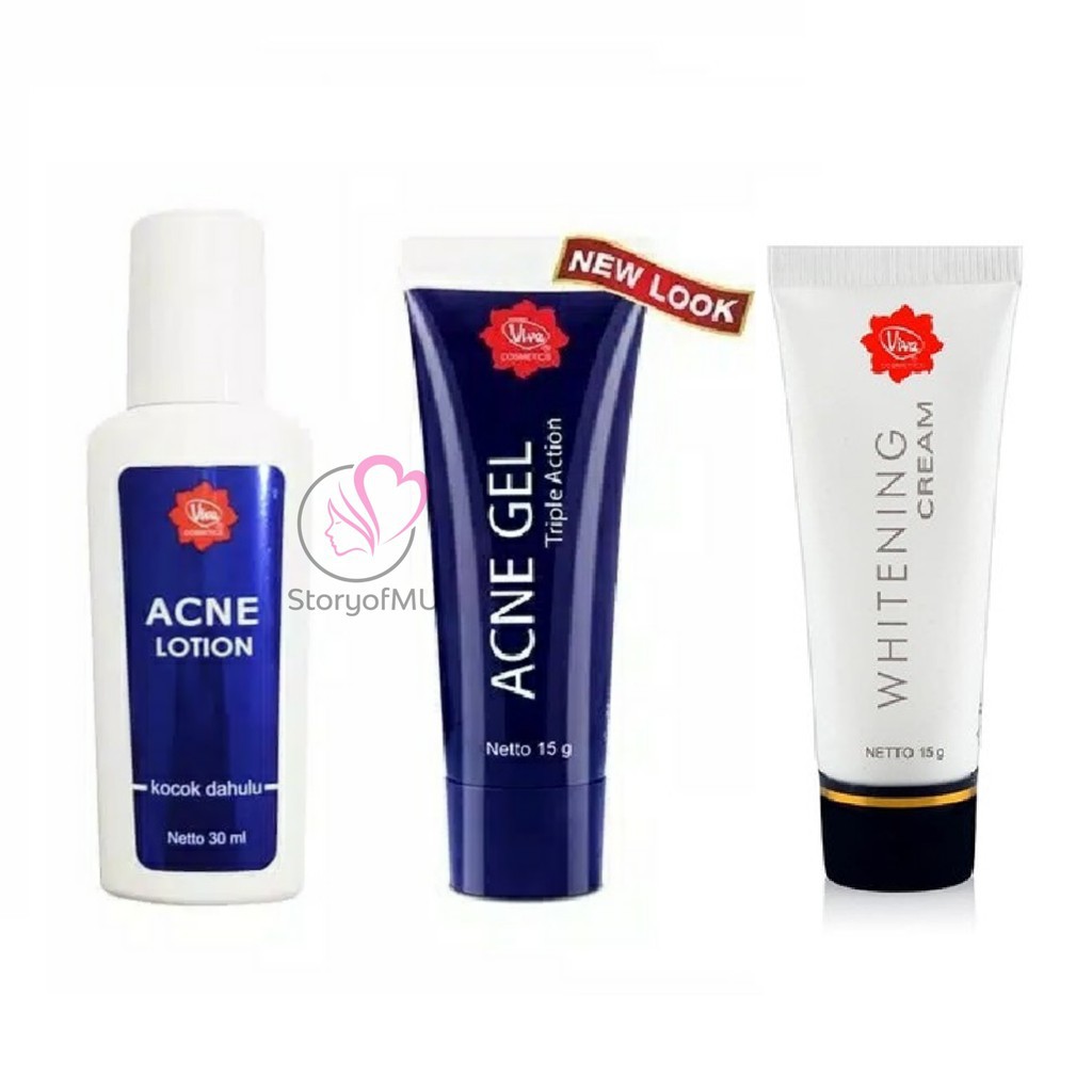 KINDSTORE❤ | Viva Acne Gel Triple Action 15g | Viva Acne Lotion 30 ml | Viva Whitening Cream 15g