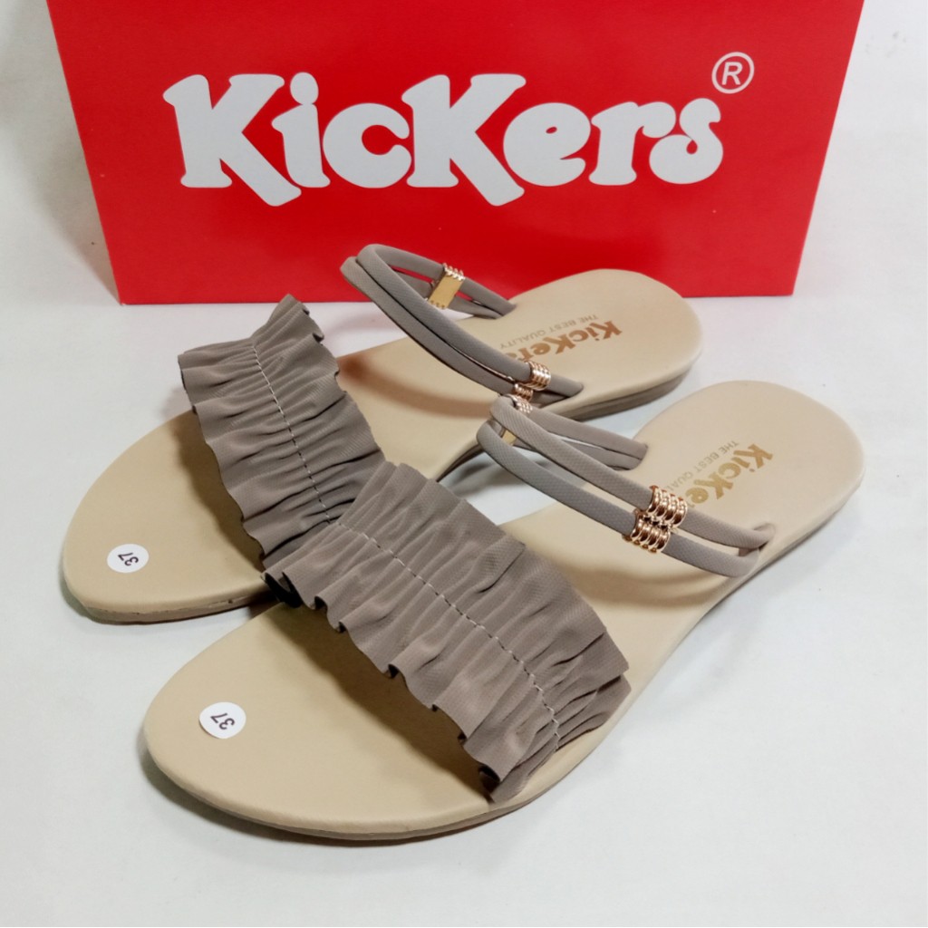 Kickers FZ 01 Sandal Wanita Slop Flat Kerut Size 37-41