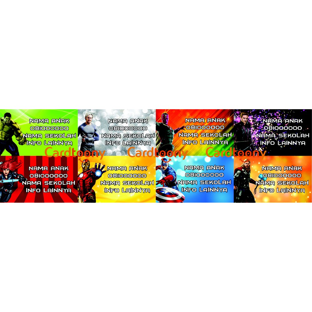 

Sticker / stiker label nama Marvel Superhero Avengers (Captain America, Iron Man, etc)