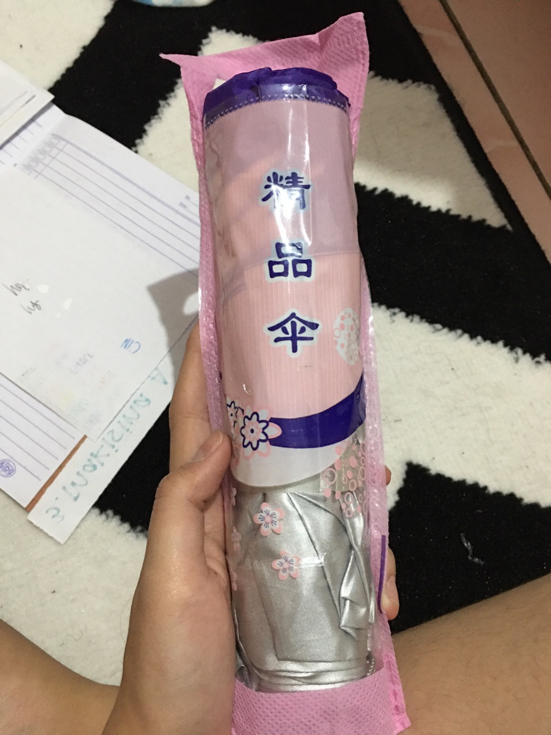 Payung Lipat Polos Model Polos Lapis Biru ,pink,hijau Tua,navy, Dalam Anti Radiasi Matahari [import]