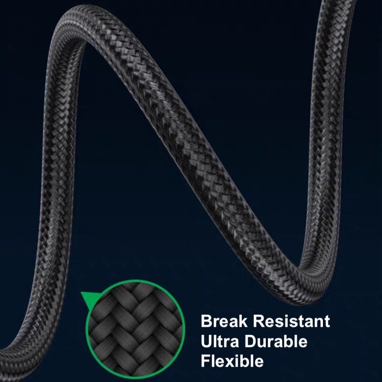Maxi Nylon Braid Audio Aux Cable Jack 3.5mm Universal Premium Quality