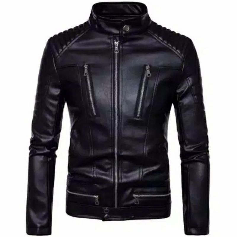 jaket kulit pria keren/ jaket kulit sintetis