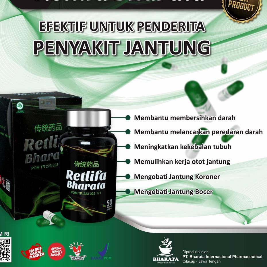 RETLIFA BHARATA Herbal | Obat Jantung Koroner Ampuh | Kemasan 200g Isi 50 Kapsul | 100% BERGARANSI A