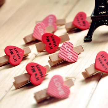 Klip Penjepit Kayu Mini Motif Hati