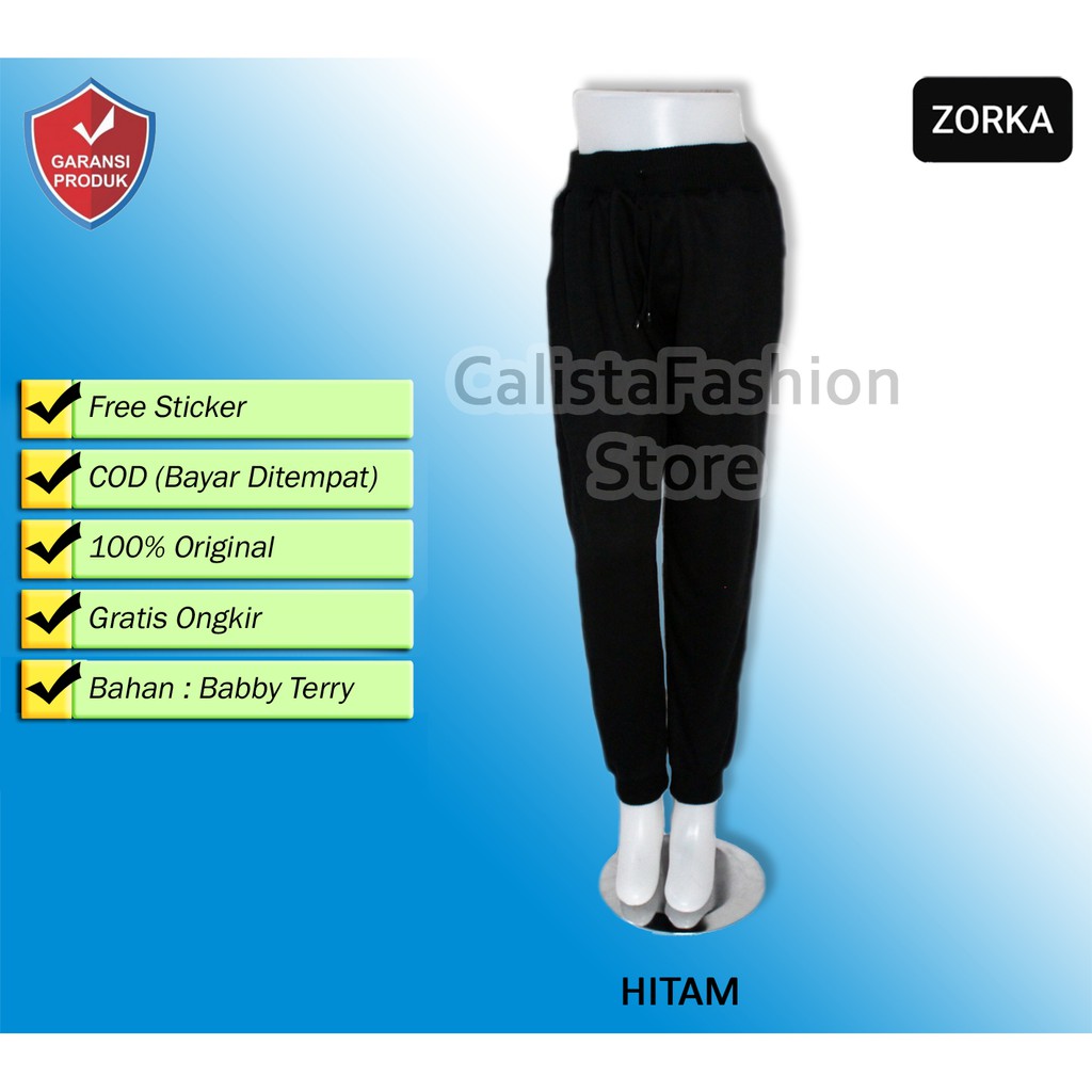 COD Celana Joger Wanita | Sport Jogger Pants Hitam Wanita Cewek | Baby Terry Melar Adem Ringan JUMBO