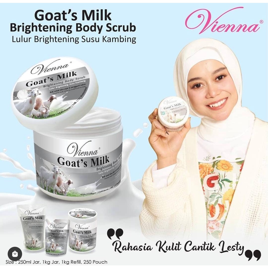 VIENNA BRIGHTENING BODY SCRUB 250GR BPOM - LULUR MANDI PEMUTIH BADAN PERMANEN