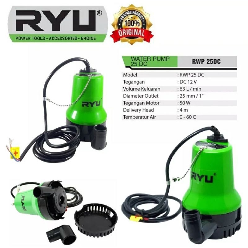 Ryu Pompa Celup Air Dc 12 V Water Pump RWP 25 DC Kolam Submersible Pump 12 Volt