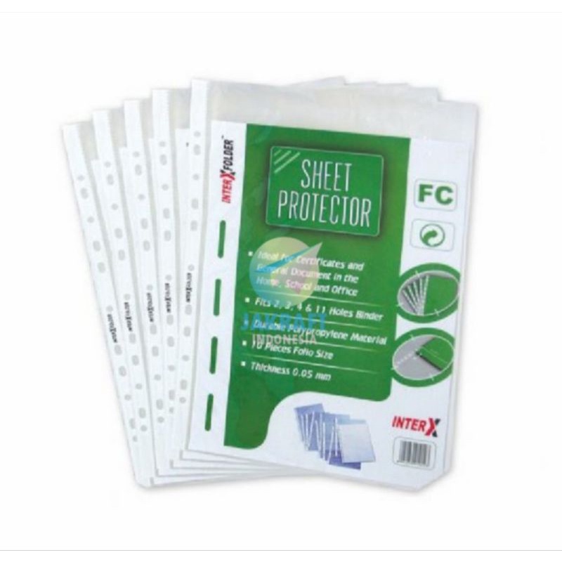 

Sheet Protektor Folio Fc isi 10 lembar Inter x folder / Plastik PP pocket F4