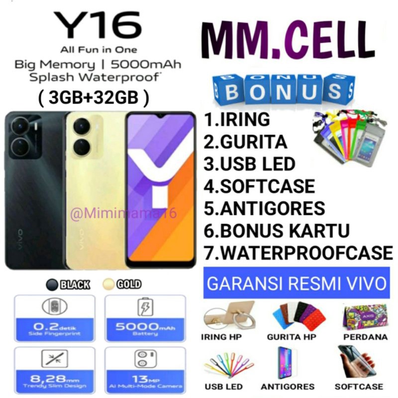 VIVO Y16 RAM 4/32 | 3/32 GARANSI RESMI VIVO INDONESIA