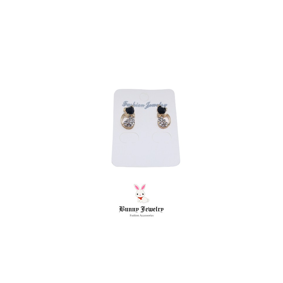 Rhinestone Cat Cute Sweet Dazzling Bow Stud Earrings 007