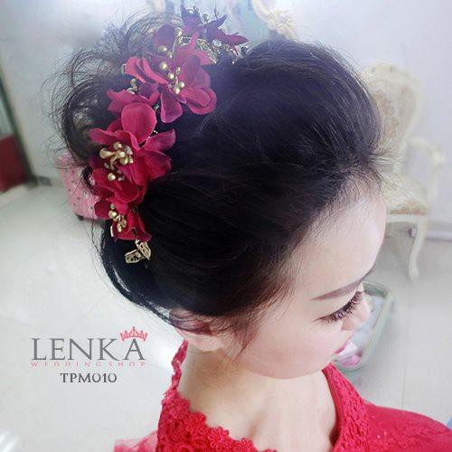 [SIAP KIRIM] AKSESORIS RAMBUT TIARA PENGANTIN PESTA WEDDING MERAH TPM010