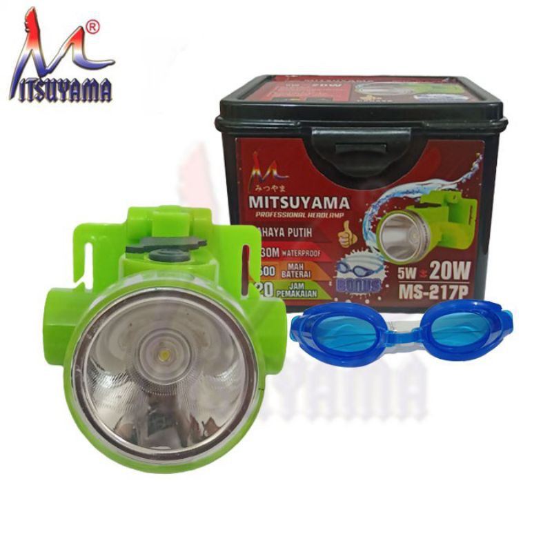 Senter Kepala MS-217P 20W Ori Water Resistant 30 Meter - Headlamp Diving 20 Watt Mitsuyama MS 217P