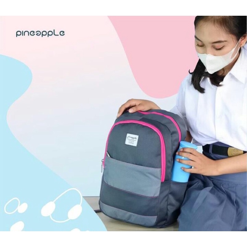 TAS RANSEL SEKOLAH ANAK PEREMPUAN PINEAPPLE 32153 4WARNA ARMY ABU NAVY HITAM ADA RAINCOVER