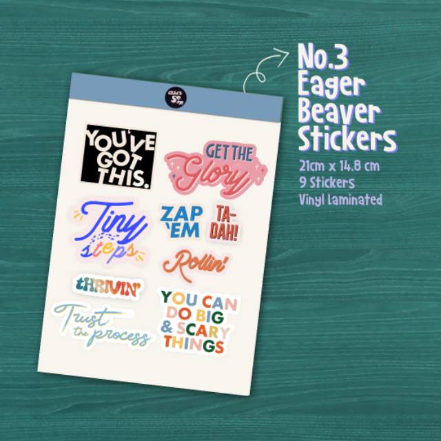 

Sticker Pack Die Cut Stiker Vinyl Aesthetic - Eager Beaver (Quotes) Self Love,Motivation