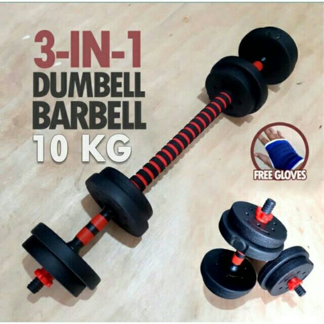 Yntshopp 10kg Dumbell Barbell Set 3 in 1 - Dumbel Barbel Bongkar Pasang 10 kg
