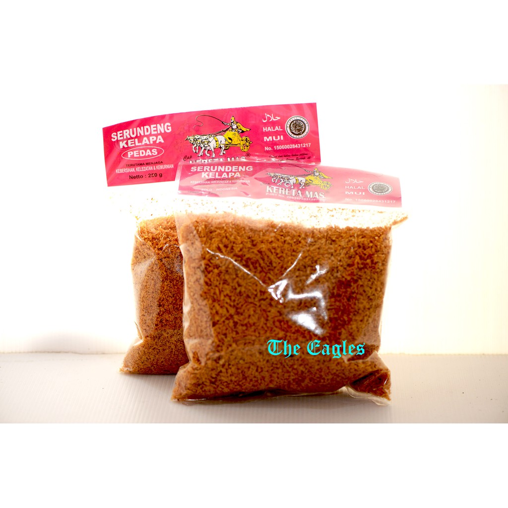 

Serundeng srundeng Kelapa KERETA MAS Solo 250 gr Halal coconut flakes Indonesian traditional food