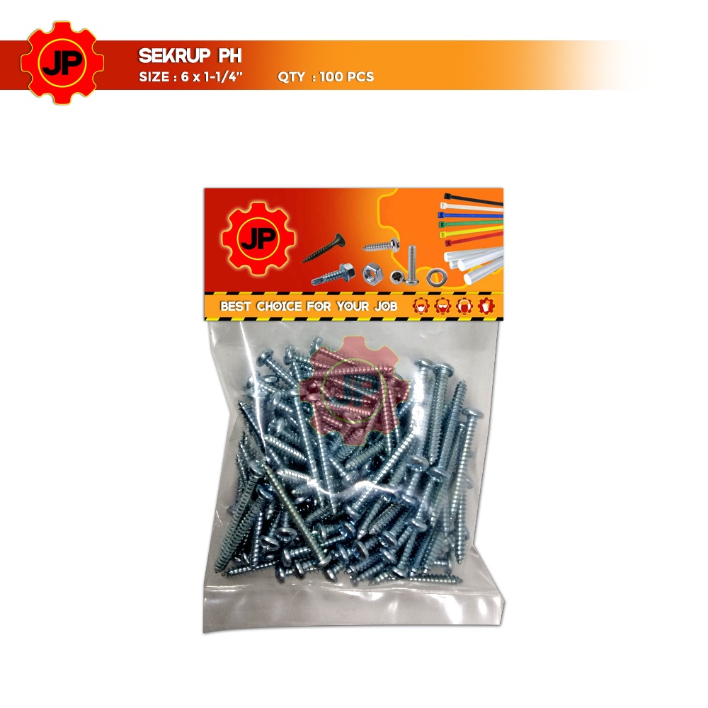 SEKRUP PH 6 x 1-1/4 - SKRUP PH 6x1-1/4 BAUT TAPPING ISI 100 PCS