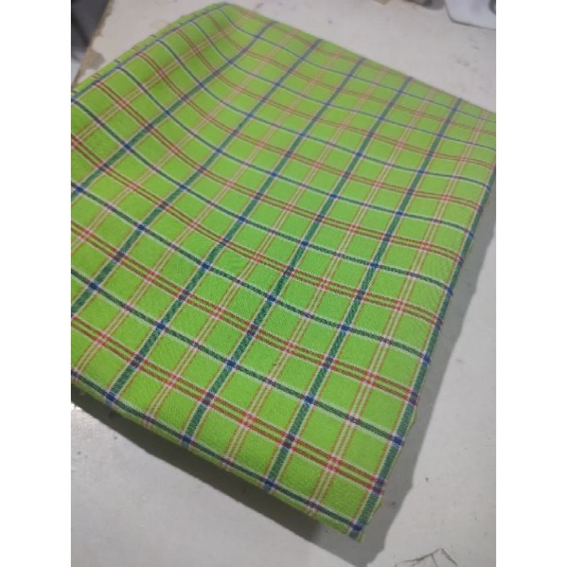 bahan kain kotak katun yarndyed yandet hijau seragam yard gulungan